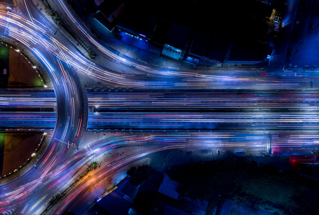 Electron of Traffic light tail that show it is a life build of infrastructure road and economic system transportation