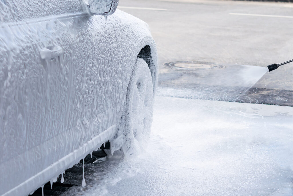 Car Covered In Snow Foam