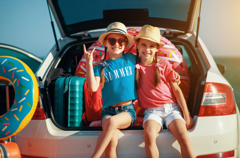 Twin Sisters Car Ride On Summer Trip